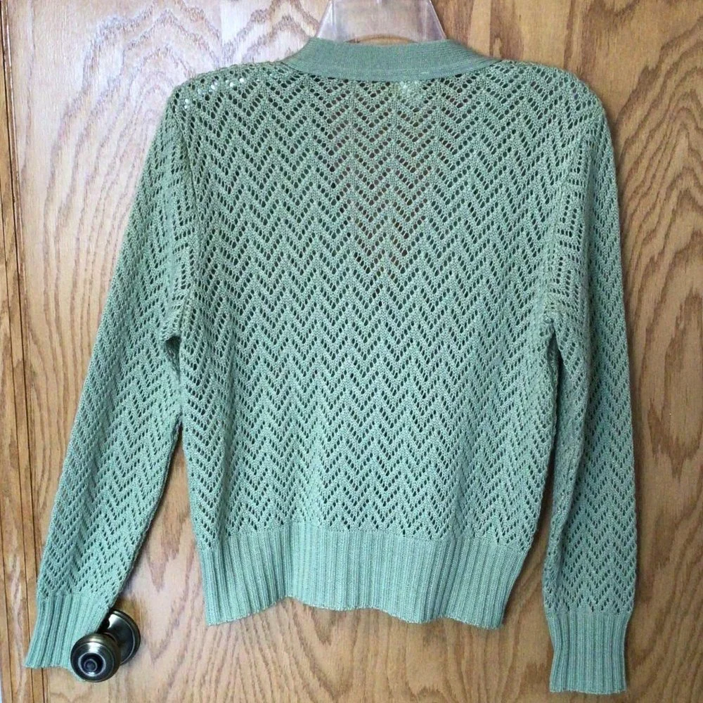 St Michael - Green crocheted look cardigan sweater - Picture 2 of 10